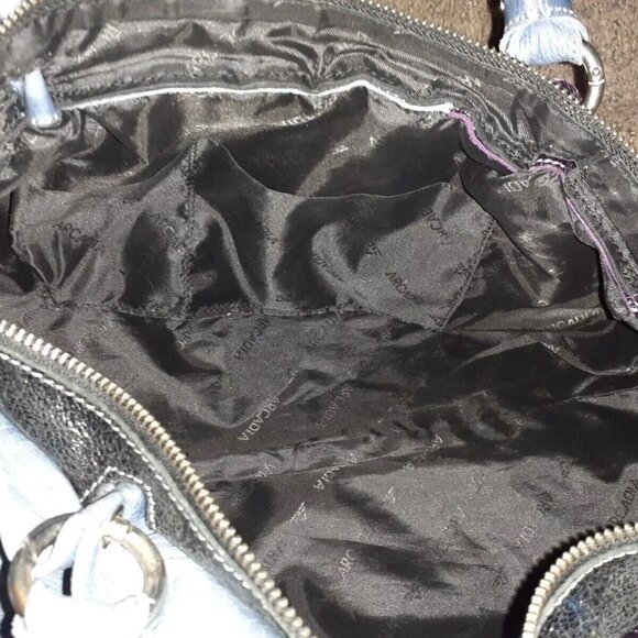 ARCADIA-3 Color Crinkled Leather Hobo-Handbag-Studded Dual Handles-Near Mint - Picture 5 of 5